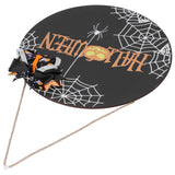 Halloween Spider Web Pattern Wooden Welcome Sign Decorative Hanging Board for Indoor OutdoorWith Bow - Close-Up Angle