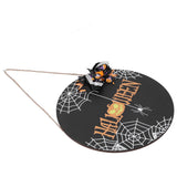 Halloween Spider Web Pattern Wooden Welcome Sign Decorative Hanging Board for Indoor OutdoorWith Bow - Extra Image