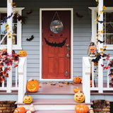 Halloween Spider Web Pattern Wooden Welcome Sign Decorative Hanging Board for Indoor OutdoorWith Bow