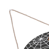 Halloween Spider Web Pattern Wooden Welcome Sign Decorative Hanging Board for Indoor OutdoorWith Bow