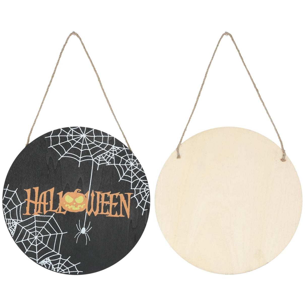 Halloween Spider Web Pattern Wooden Welcome Sign Decorative Hanging Board for Indoor OutdoorWithout Bow