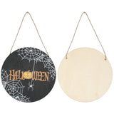 Halloween Spider Web Pattern Wooden Welcome Sign Decorative Hanging Board for Indoor OutdoorWithout Bow - Side View