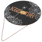 Halloween Spider Web Pattern Wooden Welcome Sign Decorative Hanging Board for Indoor OutdoorWithout Bow - Top-Down View