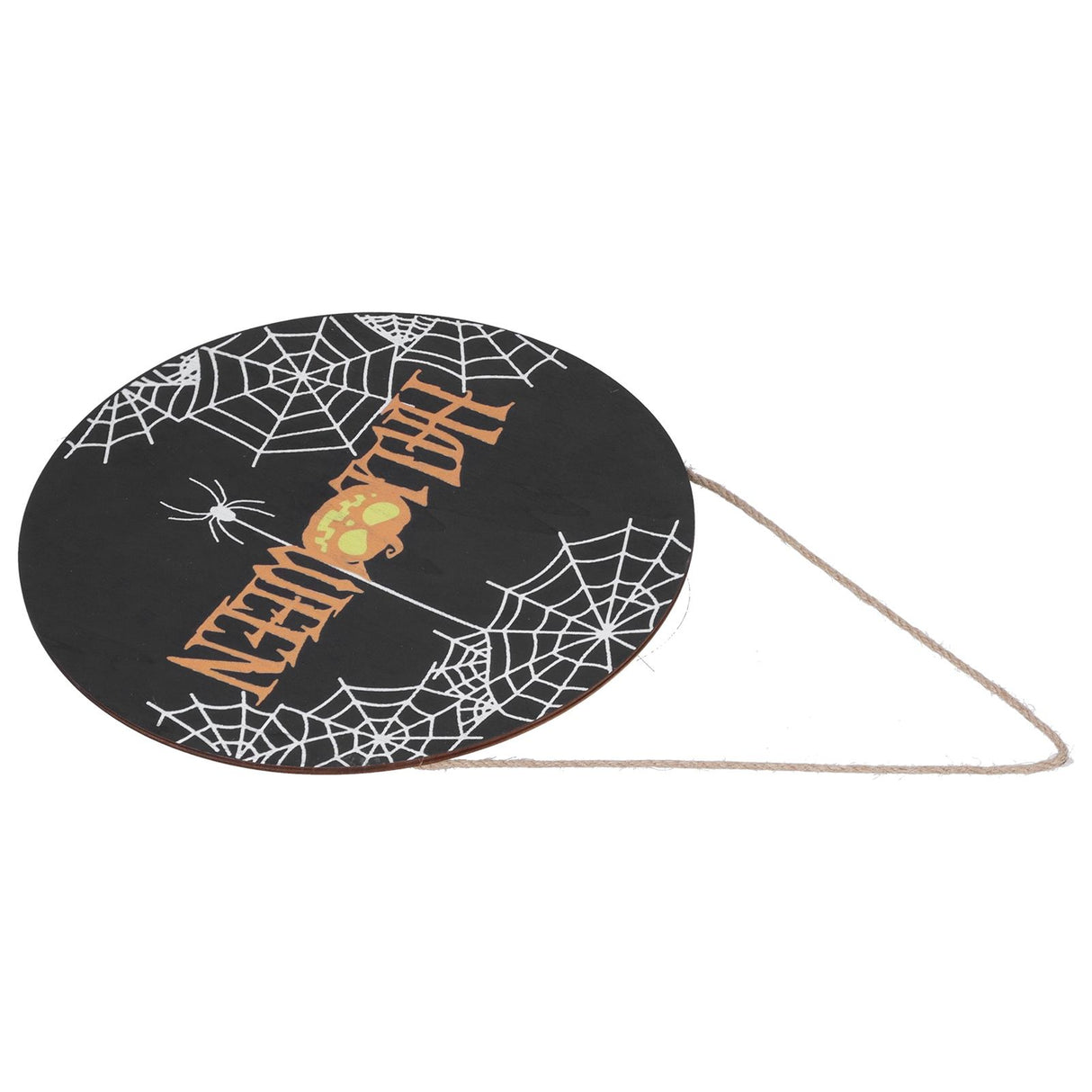 Halloween Spider Web Pattern Wooden Welcome Sign Decorative Hanging Board for Indoor OutdoorWithout Bow