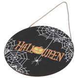 Halloween Spider Web Pattern Wooden Welcome Sign Decorative Hanging Board for Indoor OutdoorWithout Bow - Extra Image