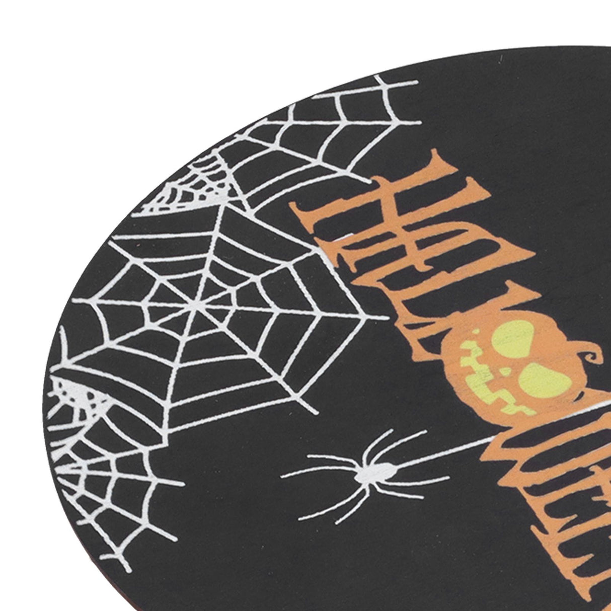 Halloween Spider Web Pattern Wooden Welcome Sign Decorative Hanging Board for Indoor OutdoorWithout Bow