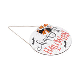 Spider Bat Design Wooden Welcome Sign Hanging Front Door Sign Board for Home FestivalWith Bowknot