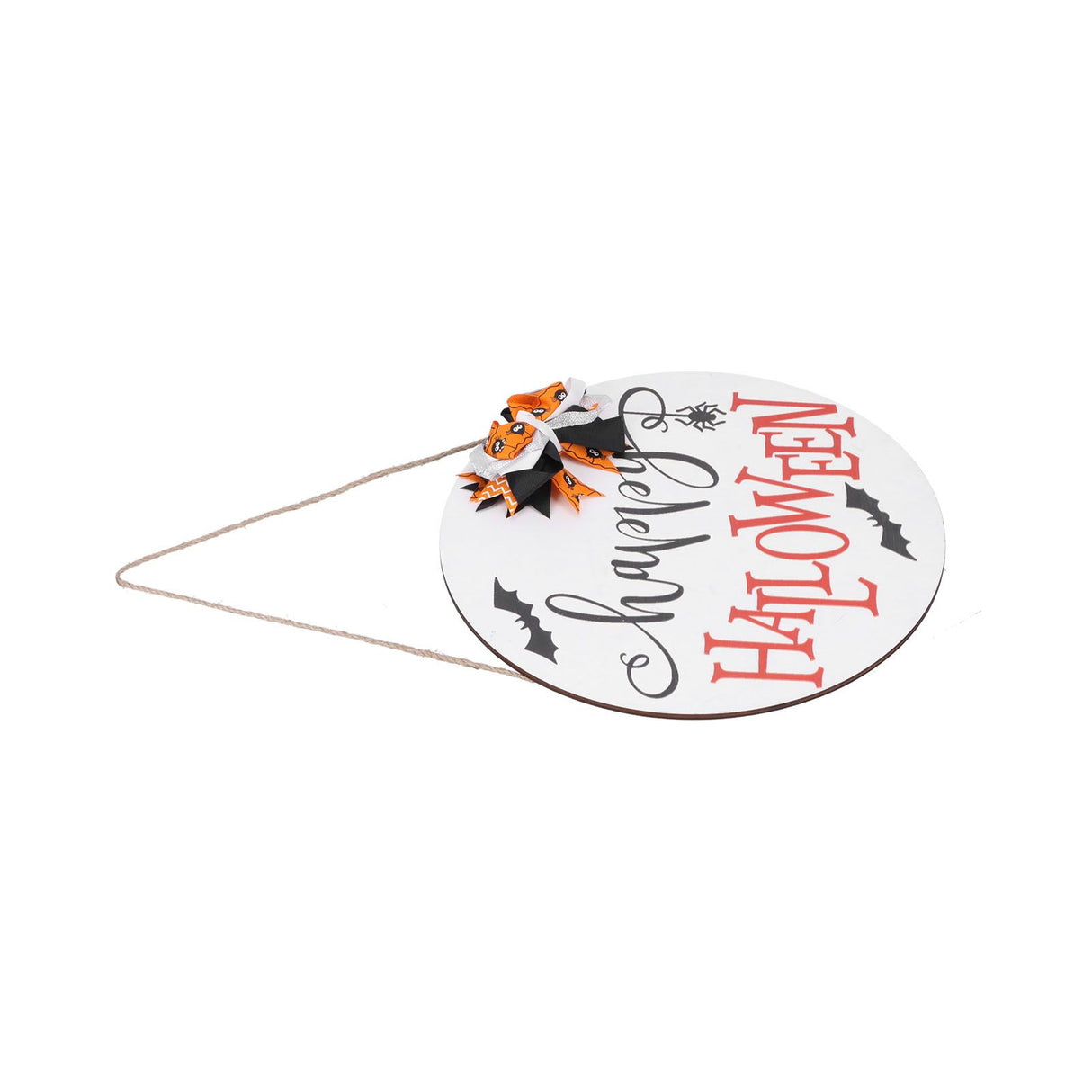 Spider Bat Design Wooden Welcome Sign Hanging Front Door Sign Board for Home FestivalWith Bowknot