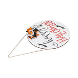 Spider Bat Design Wooden Welcome Sign Hanging Front Door Sign Board for Home FestivalWith Bowknot