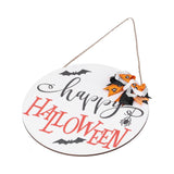 Spider Bat Design Wooden Welcome Sign Hanging Front Door Sign Board for Home FestivalWith Bowknot