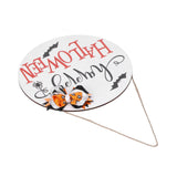 Spider Bat Design Wooden Welcome Sign Hanging Front Door Sign Board for Home FestivalWith Bowknot