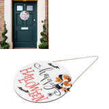 Spider Bat Design Wooden Welcome Sign Hanging Front Door Sign Board for Home FestivalWith Bowknot