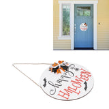 Spider Bat Design Wooden Welcome Sign Hanging Front Door Sign Board for Home FestivalWith Bowknot