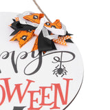 Spider Bat Design Wooden Welcome Sign Hanging Front Door Sign Board for Home FestivalWith Bowknot