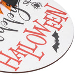 Spider Bat Design Wooden Welcome Sign Hanging Front Door Sign Board for Home FestivalWith Bowknot