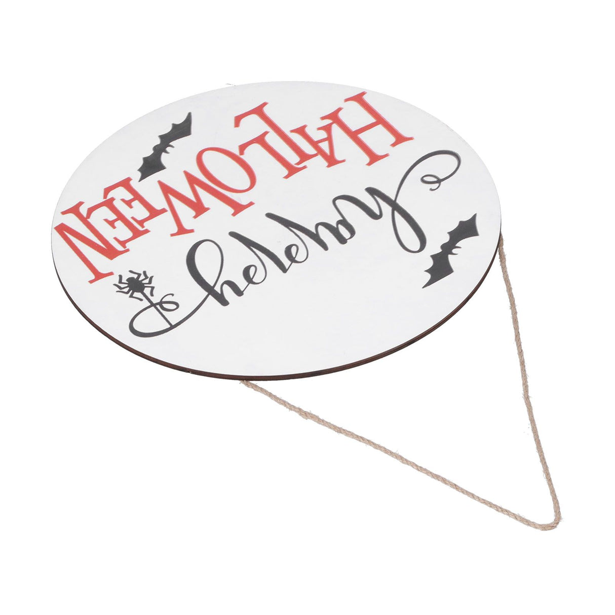 Spider Bat Design Wooden Welcome Sign Hanging Front Door Sign Board for Home FestivalWithout Bowknot