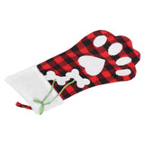 Paw Christmas Stockings Cute Dog Paw Hanging Christmas Stockings for Holiday Christmas DecorationsBlack and Red Plaid - Front View