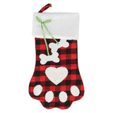 Paw Christmas Stockings Cute Dog Paw Hanging Christmas Stockings for Holiday Christmas DecorationsBlack and Red Plaid - 45-Degree Angle