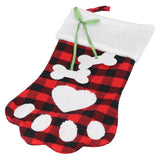 Paw Christmas Stockings Cute Dog Paw Hanging Christmas Stockings for Holiday Christmas DecorationsBlack and Red Plaid - Low Angle