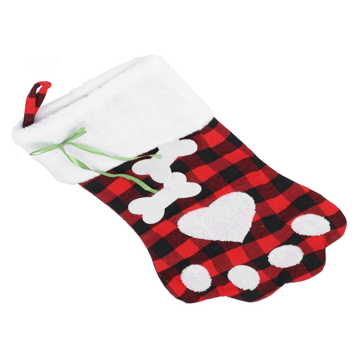Paw Christmas Stockings Cute Dog Paw Hanging Christmas Stockings for Holiday Christmas DecorationsBlack and Red Plaid