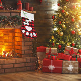 Paw Christmas Stockings Cute Dog Paw Hanging Christmas Stockings for Holiday Christmas DecorationsBlack and Red Plaid