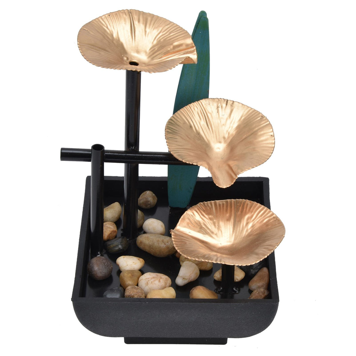 Wrought Iron Flowing Water Ornaments Fountain Feng Shui Ornaments for Home TV Cabinet Office DecorationAU Plug AC220-240V