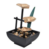 Wrought Iron Flowing Water Ornaments Fountain Feng Shui Ornaments for Home TV Cabinet Office DecorationAU Plug AC220-240V - Rear View