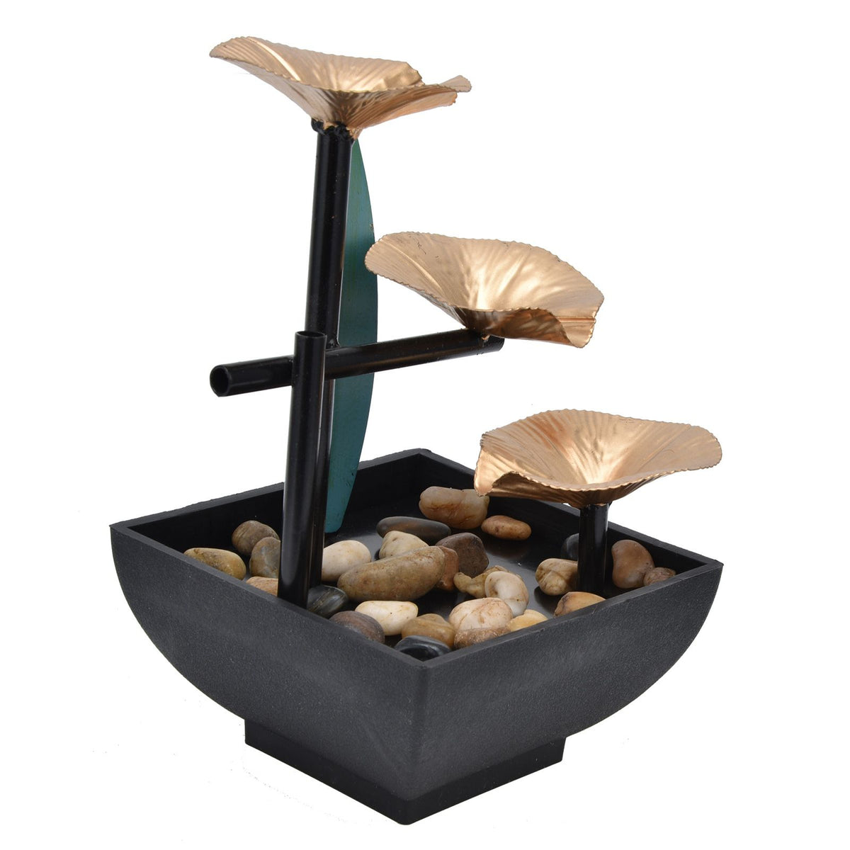 Wrought Iron Flowing Water Ornaments Fountain Feng Shui Ornaments for Home TV Cabinet Office DecorationAU Plug AC220-240V