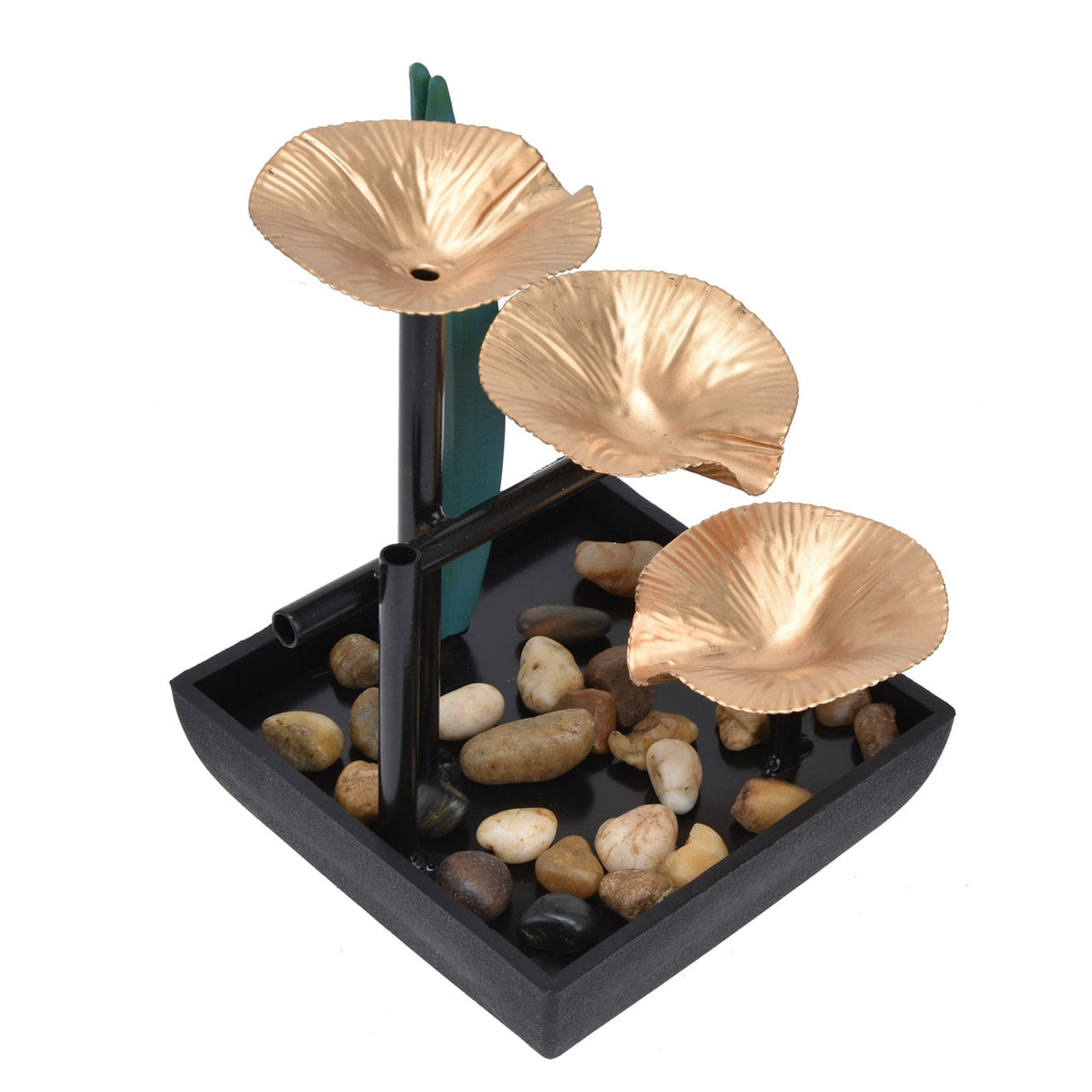 Wrought Iron Flowing Water Ornaments Fountain Feng Shui Ornaments for Home TV Cabinet Office DecorationAU Plug AC220-240V