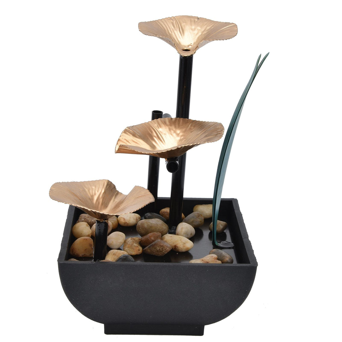 Wrought Iron Flowing Water Ornaments Fountain Feng Shui Ornaments for Home TV Cabinet Office DecorationAU Plug AC220-240V