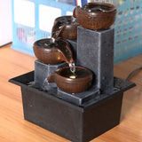Tabletop Water Fountain with LED Yellow Light Feng Shui Relaxation Desktop Ornament DecorationAU Plug AC220‑240V - Extra Image
