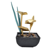 Indoor Tabletop Fountain Lotus LED Waterfall Fountain Ornament Feng Shui Art Craft Home DecorationAU Plug Yellow Light AC220‑240V - Front View