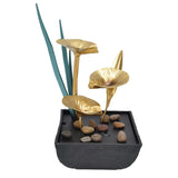 Indoor Tabletop Fountain Lotus LED Waterfall Fountain Ornament Feng Shui Art Craft Home DecorationAU Plug Yellow Light AC220‑240V - Side View