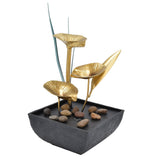 Indoor Tabletop Fountain Lotus LED Waterfall Fountain Ornament Feng Shui Art Craft Home DecorationAU Plug Yellow Light AC220‑240V - 45-Degree Angle