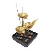 Indoor Tabletop Fountain Lotus LED Waterfall Fountain Ornament Feng Shui Art Craft Home DecorationAU Plug Yellow Light AC220‑240V