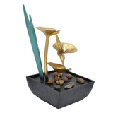 Indoor Tabletop Fountain Lotus LED Waterfall Fountain Ornament Feng Shui Art Craft Home DecorationAU Plug Yellow Light AC220‑240V - Close-Up Angle
