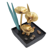 Indoor Tabletop Fountain Lotus LED Waterfall Fountain Ornament Feng Shui Art Craft Home DecorationAU Plug Yellow Light AC220‑240V - Low Angle