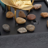 Indoor Tabletop Fountain Lotus LED Waterfall Fountain Ornament Feng Shui Art Craft Home DecorationAU Plug Yellow Light AC220‑240V