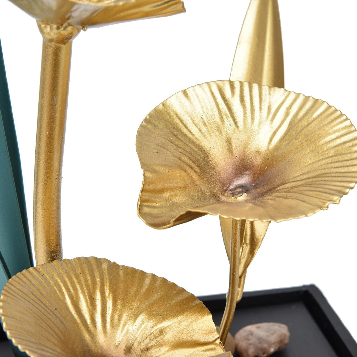 Indoor Tabletop Fountain Lotus LED Waterfall Fountain Ornament Feng Shui Art Craft Home DecorationAU Plug Yellow Light AC220‑240V