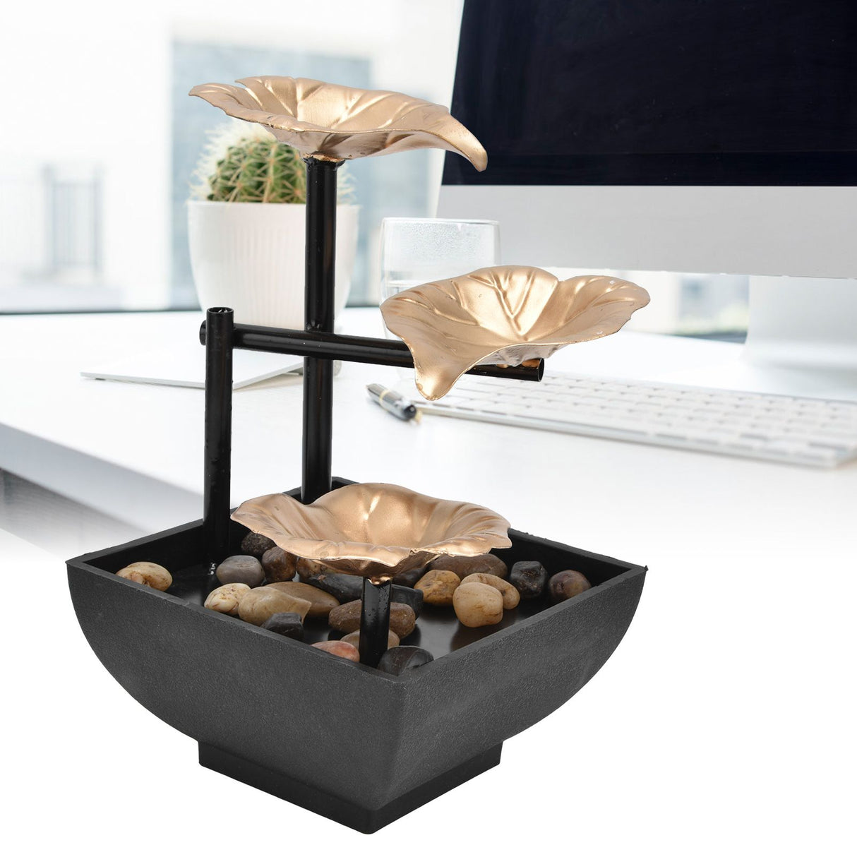 Desktop Flowing Water Ornament Tabletop Fountain for Home Office Feng Shui DecorationAU Plug AC220-240V