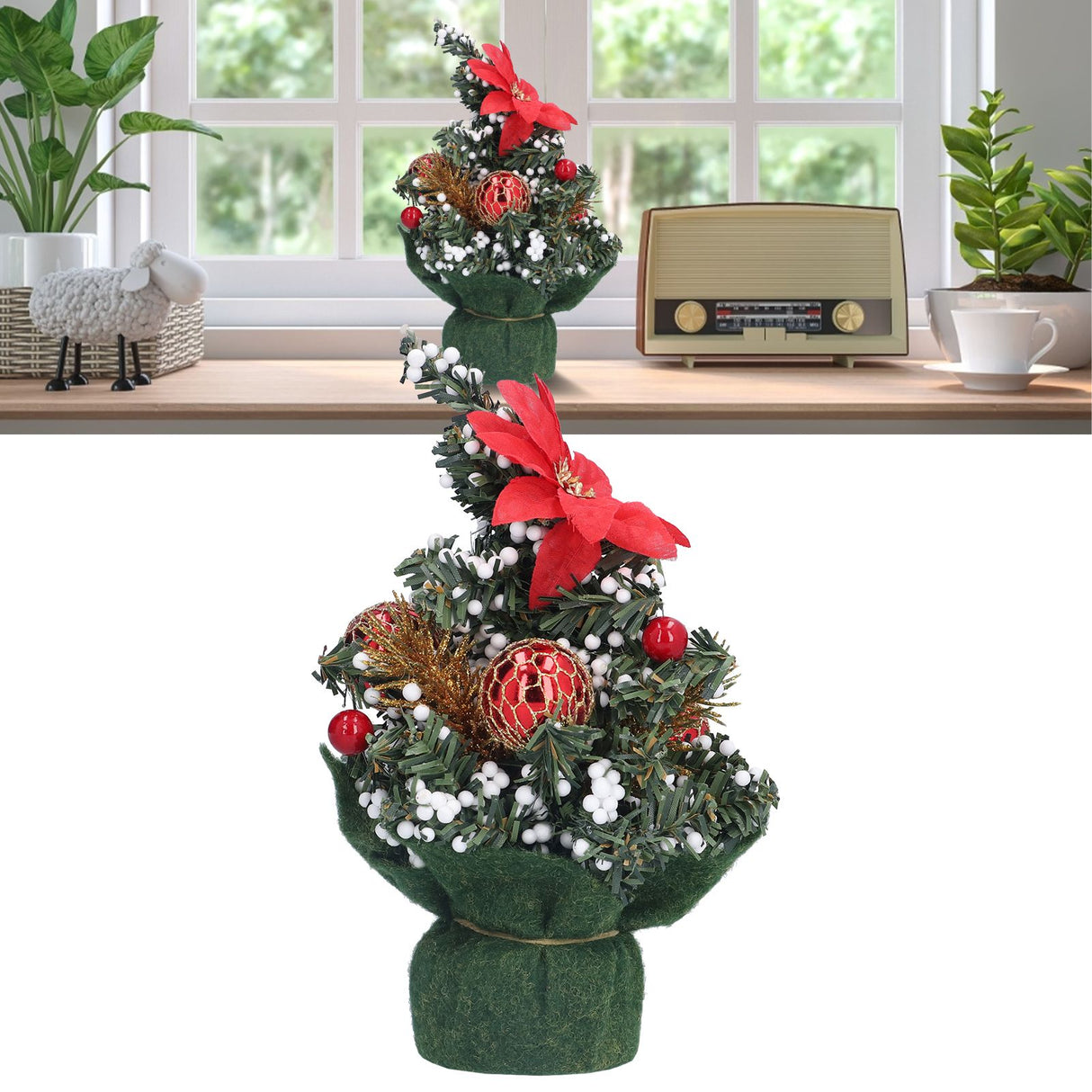Artificial Christmas Tree Mini Exquisite Cute Bright Colors Desktop Innovative Christmas Tree OrnamentsRed