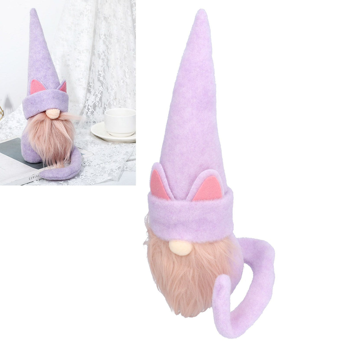 Faceless Dwarf Doll Flannel Halloween Ornament Decoration Halloween Props for Indoor Outdoor PartyRed