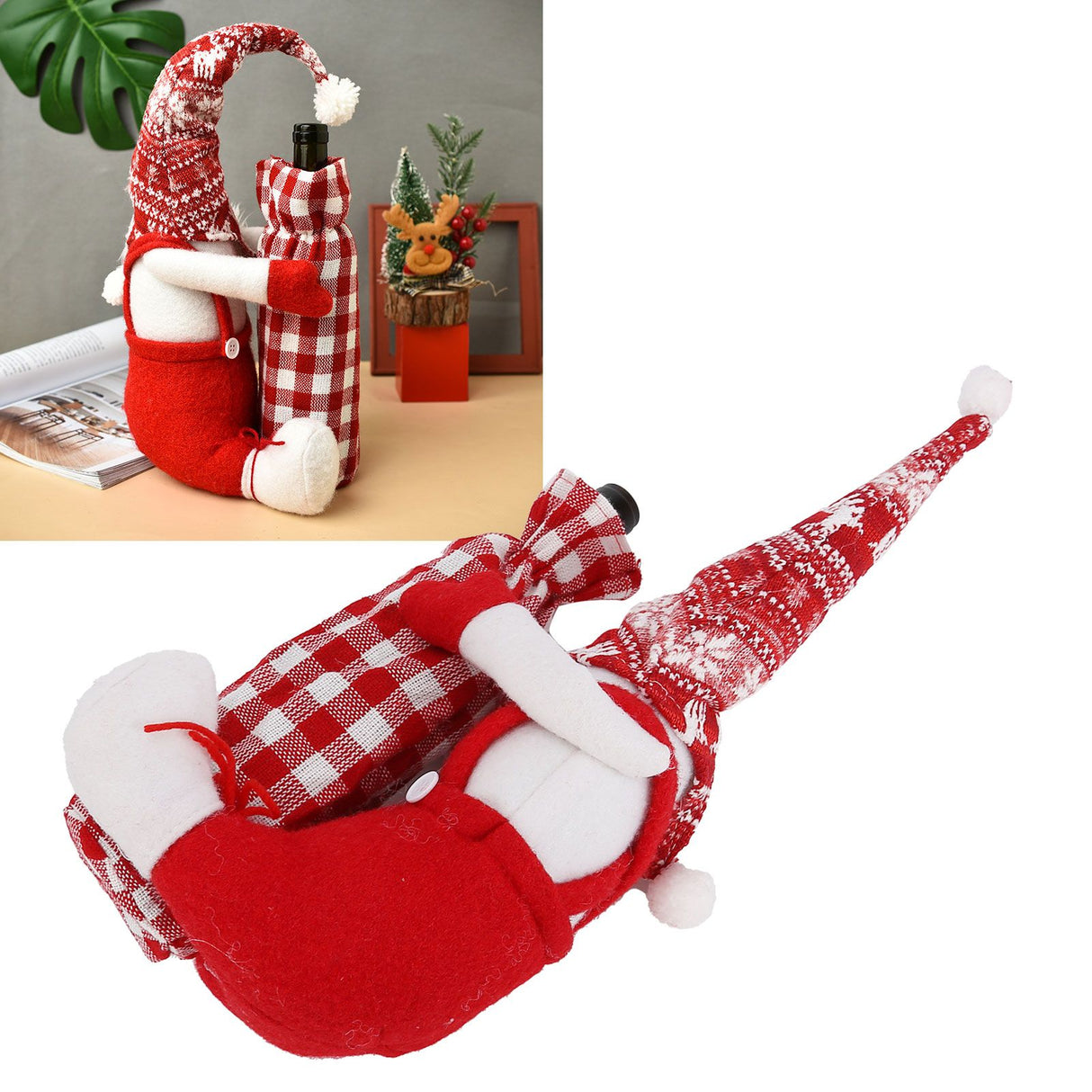 Wine Bottle Cover Faceless Baby Colorful Durable Thick Soft Wine Bottle Sweater for Christmas