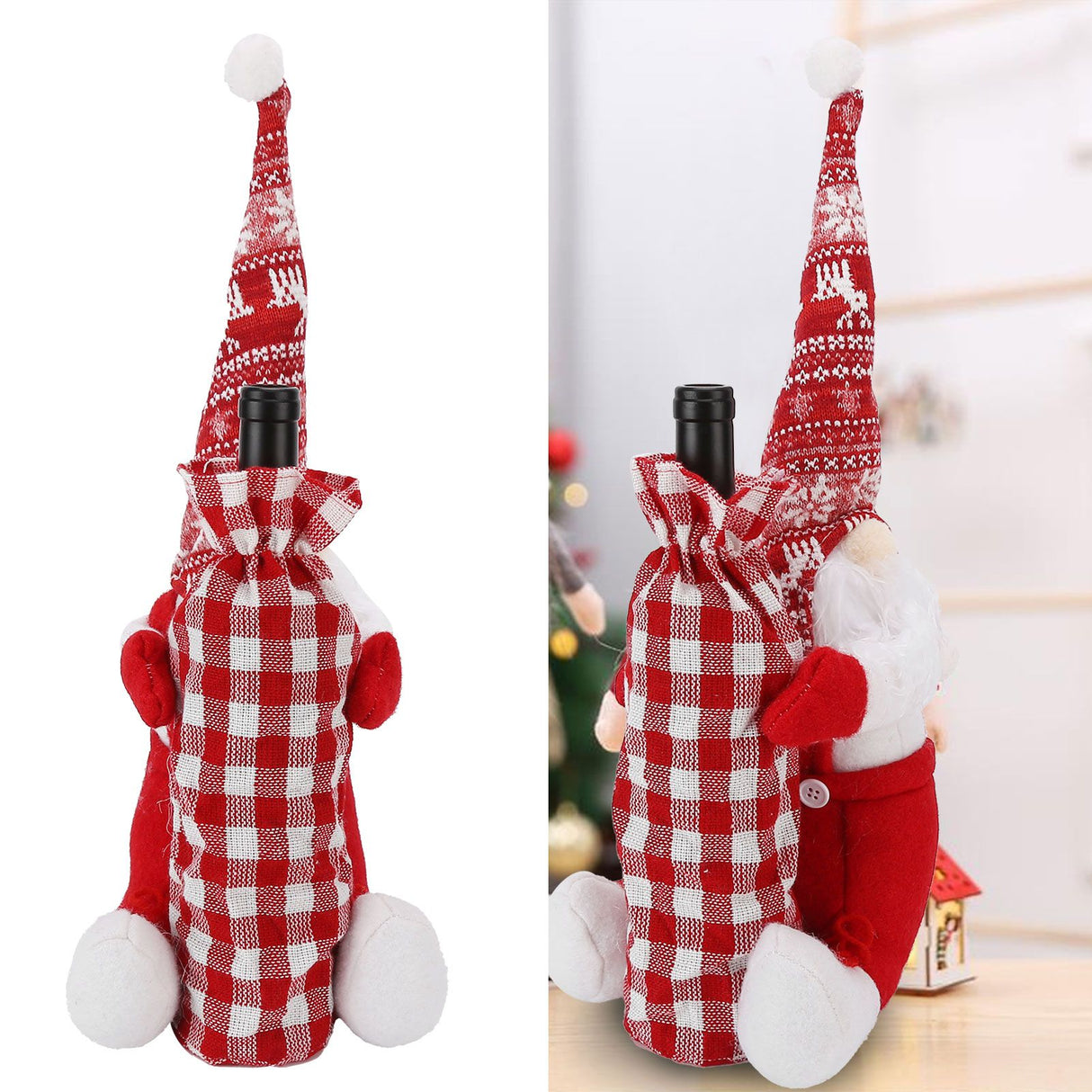 Wine Bottle Cover Faceless Baby Colorful Durable Thick Soft Wine Bottle Sweater for Christmas