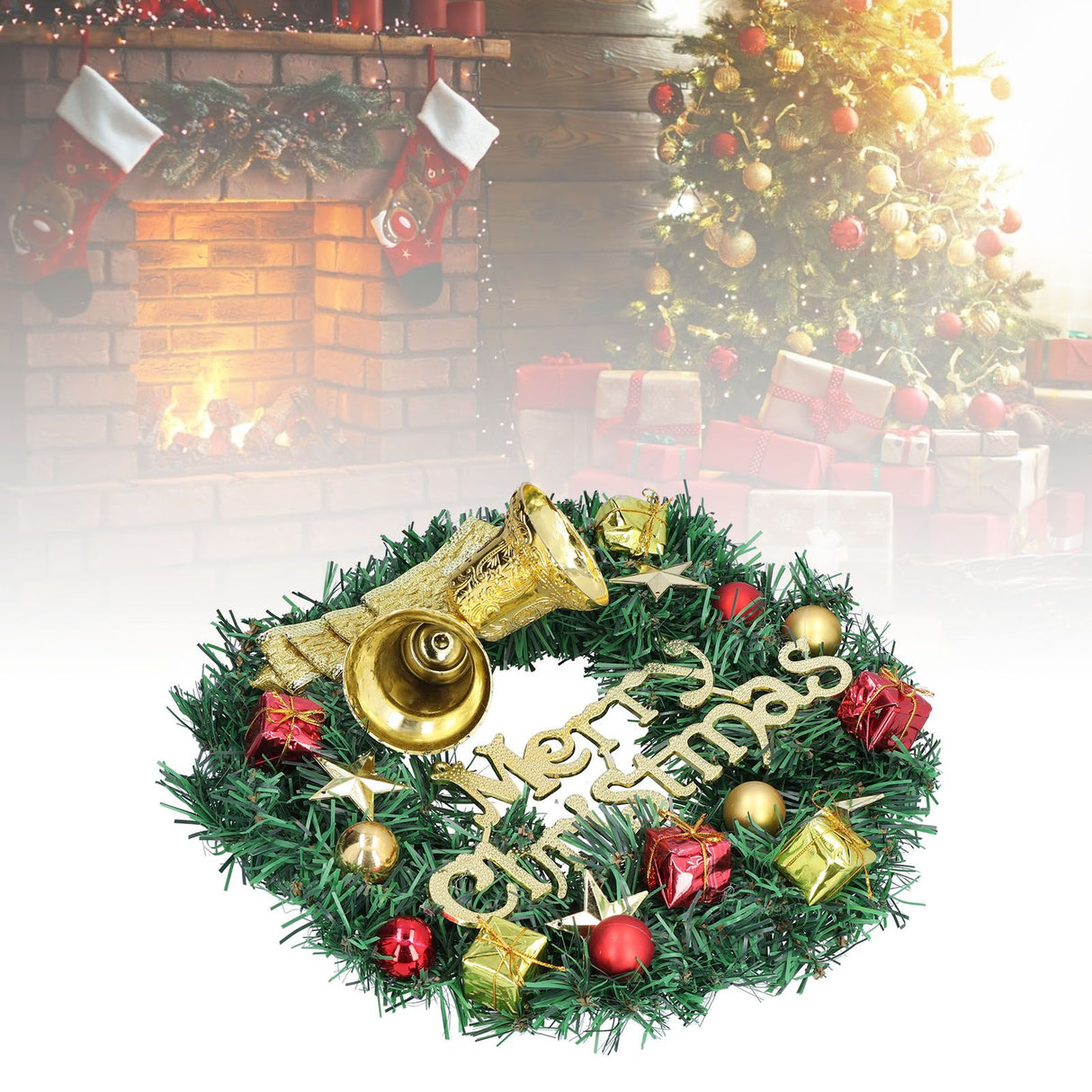 Christmas Wreath Outdoor Lighted Christmas Wreath for Holiday Xmas Party Decorations