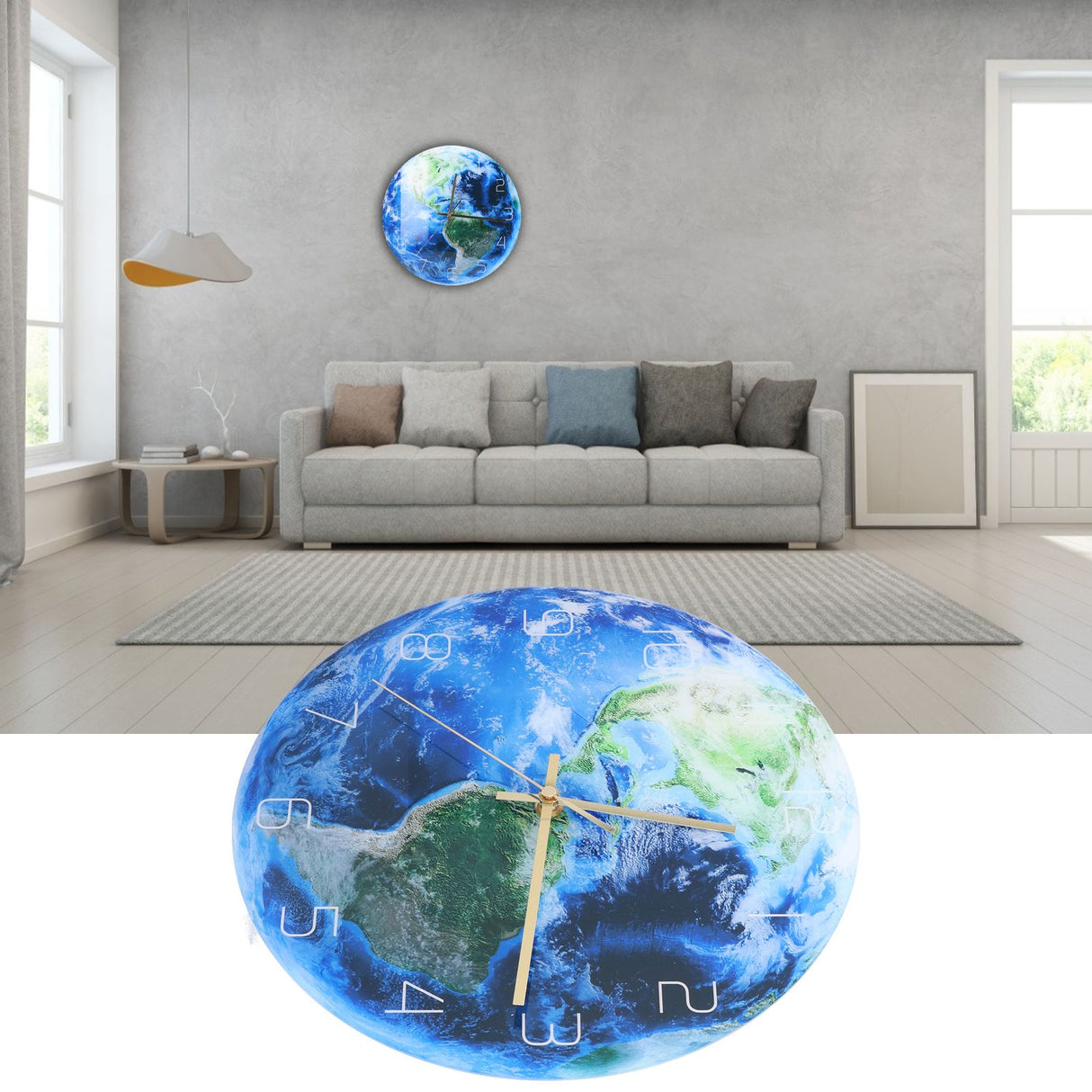 Earth Wall Clock Acrylic Silent Movement Accurate Cutting Stable Non Ticking Space Science Clock for Home Coffee Shop