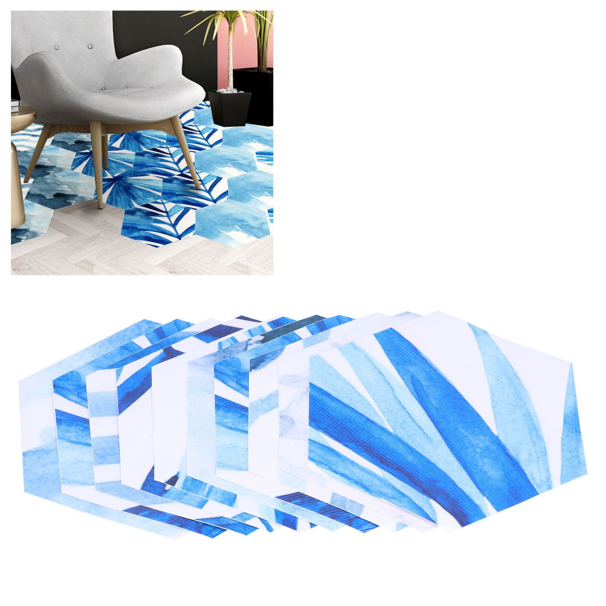 3 Dimensional Simulation Hexagonal Tile Sticker PVC Self Adhesive Anti Slip Floor Sticker for Home