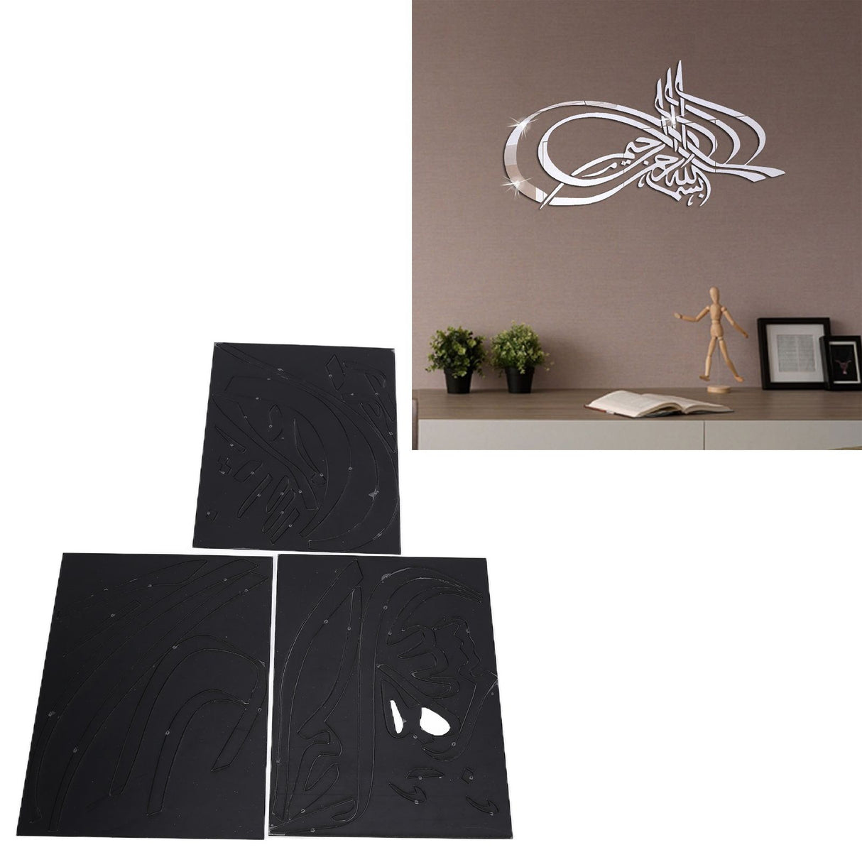 3 Dimensional Mirror Wall Sticker Removable Decorative Wall Decal for Home Office Cafe