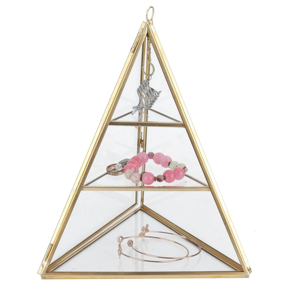 Jewelry Storage Rack Pyramid Shape 3 Layers Decorative Display Stand for Earrings Necklaces Bracelets