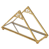 Mirror Jewelry Tray Glass Perfume Storage Tray Jewelry Plate Golden Metal Decorative Tray - 45-Degree Angle